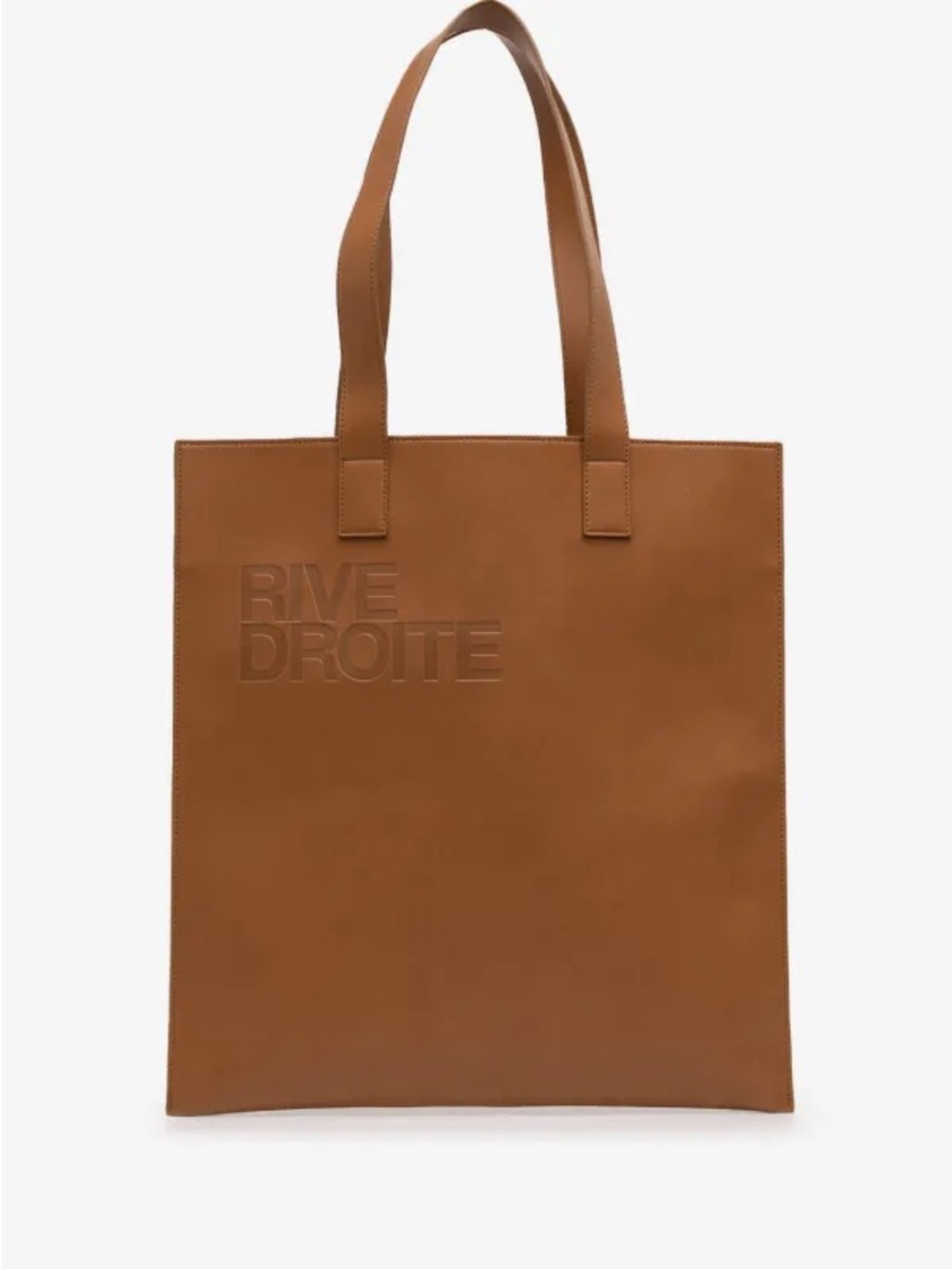 YSL Brown Vegan Leather Rive Droite tote bag